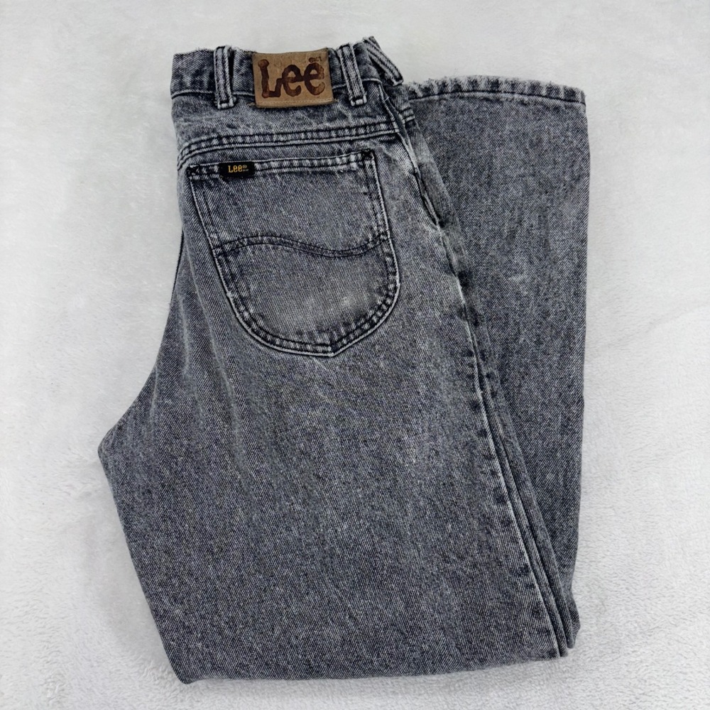 Vintage Lee Grey Acid Wash High Waisted Relaxed Fit Jeans Made in USA 32x30 11